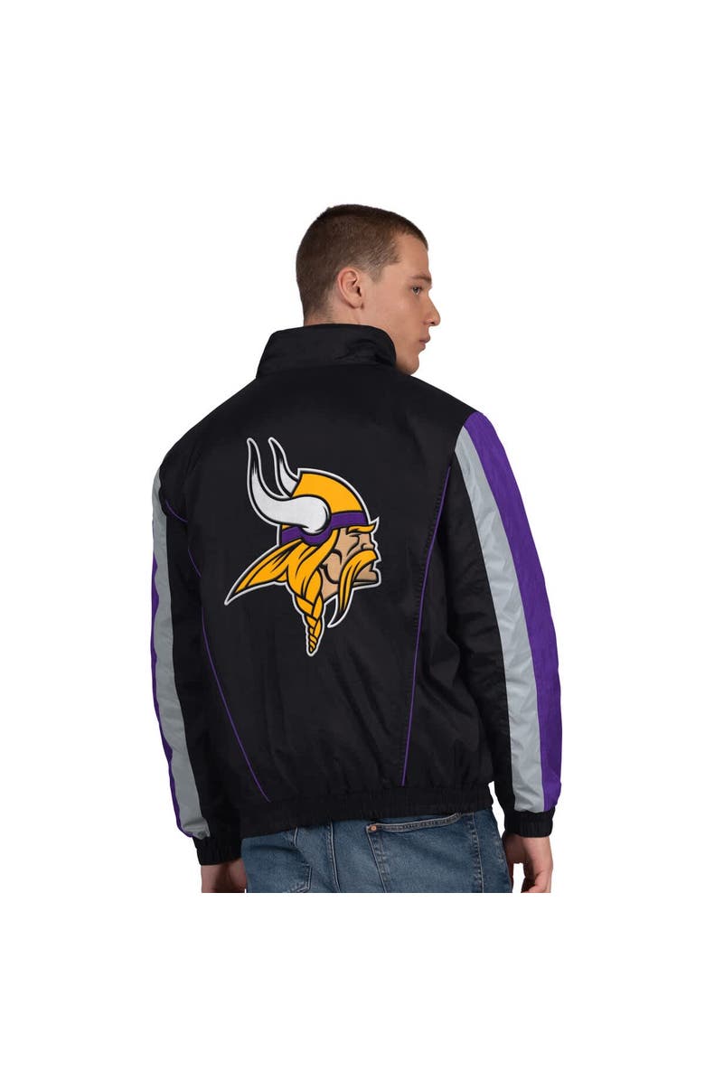 STARTER Men's Starter Black Minnesota Vikings Thursday Night Gridiron Half-Zip Jacket, Alternate, color, Black