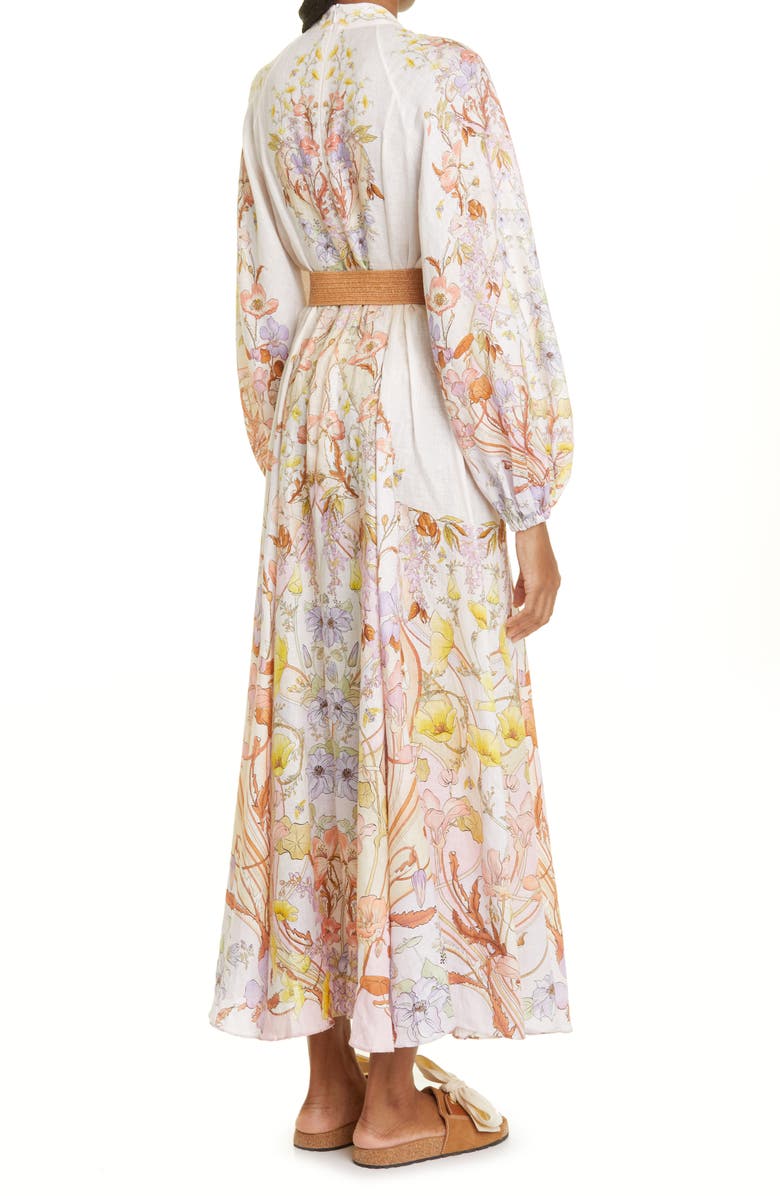 Zimmermann Floral Swirl Print Long Sleeve Linen Shirtdress, Alternate, color, 
