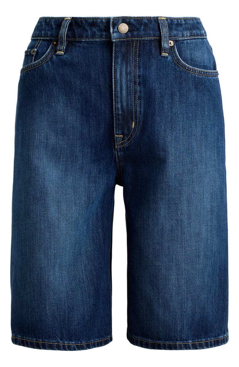 Lauren Ralph Lauren Wide Leg Bermuda Denim Shorts, Alternate, color, Maxen Wash Blue