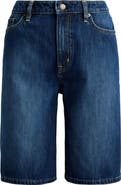 Lauren Ralph Lauren Wide Leg Bermuda Denim Shorts