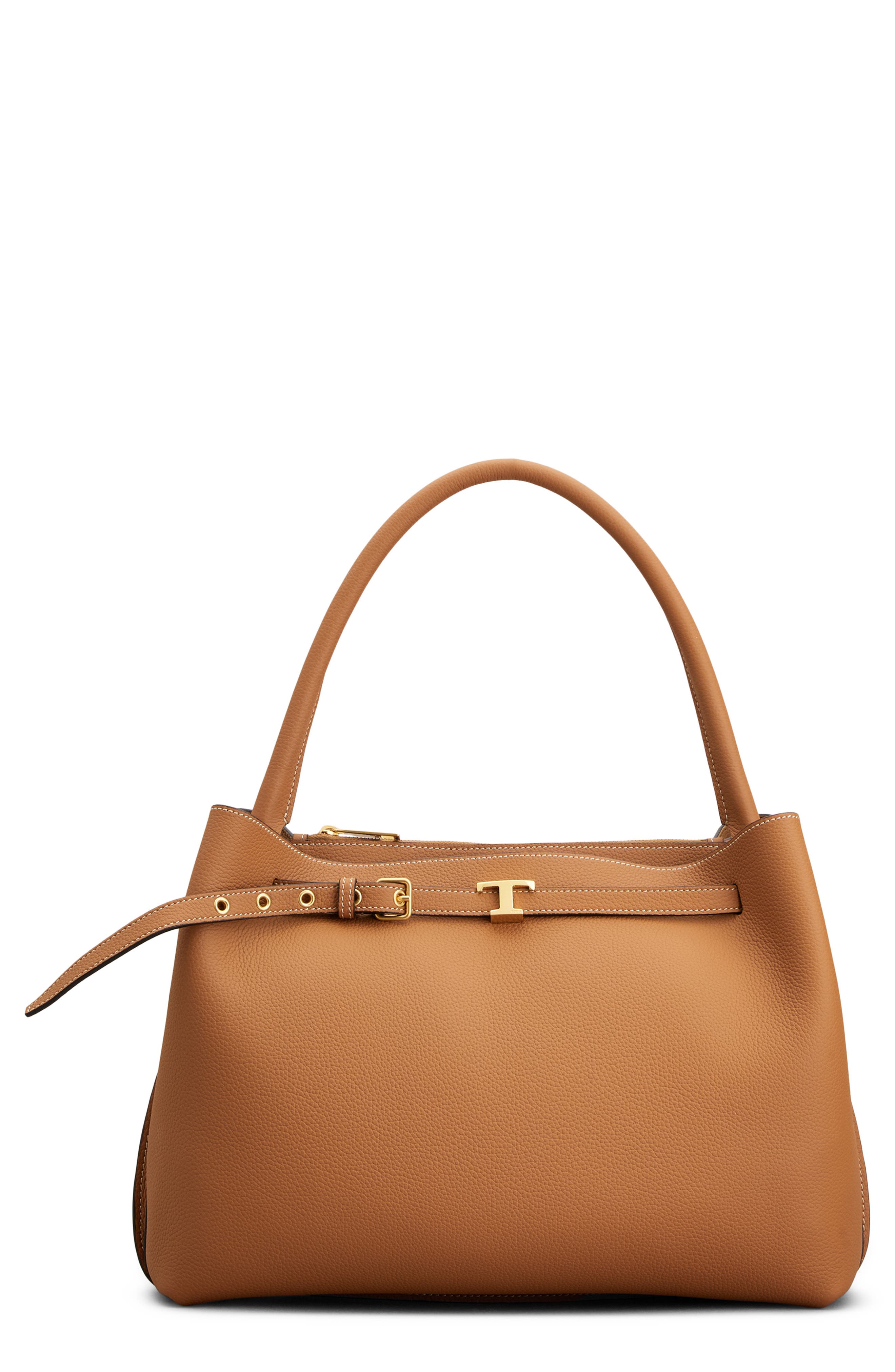 Tod's Small T Timeless Leather Top Handle Bag, Main, color, Kenia Scuro