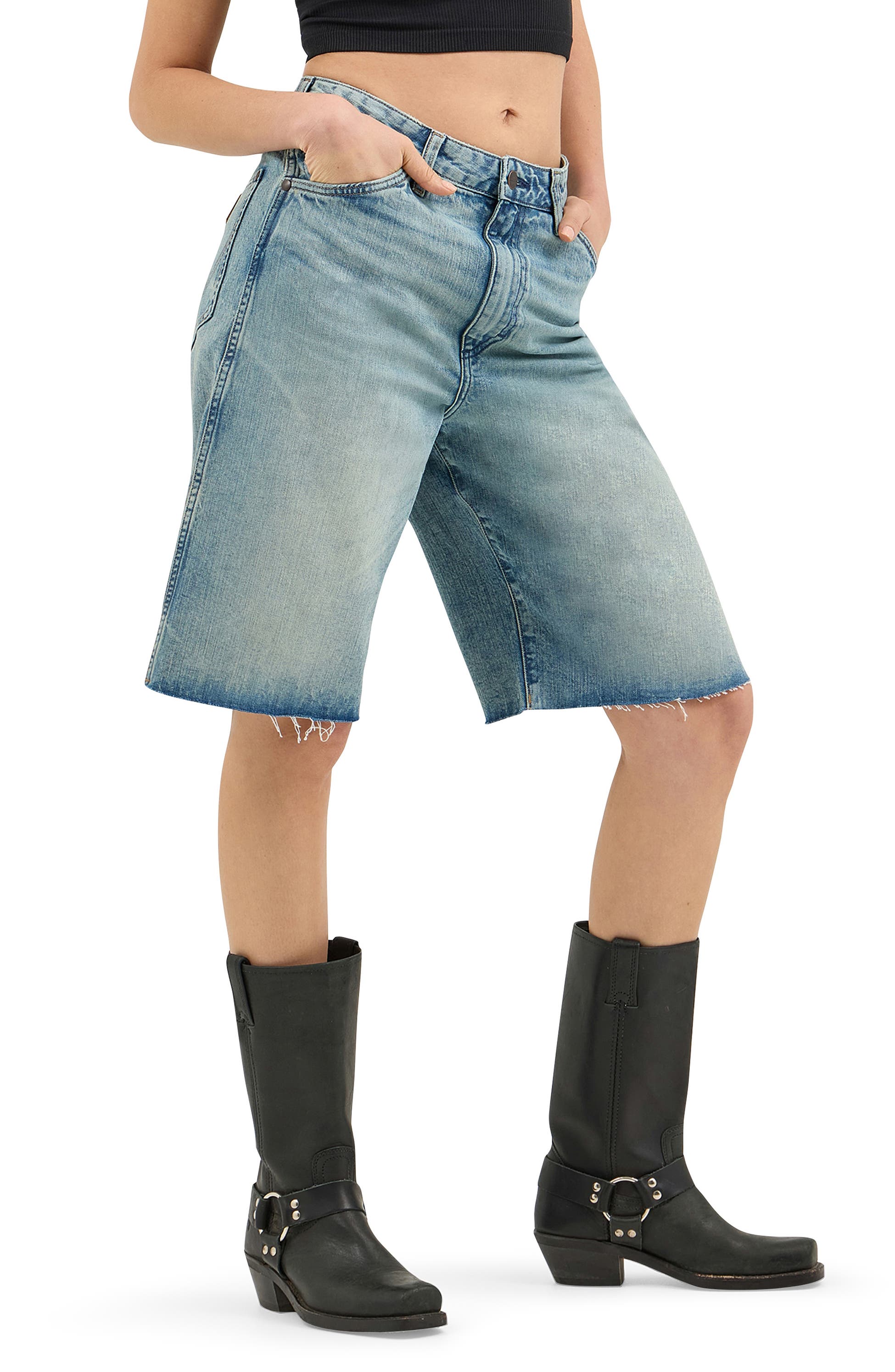 Wrangler Jort Cutoff Denim Shorts, Main, color, Sand Surf