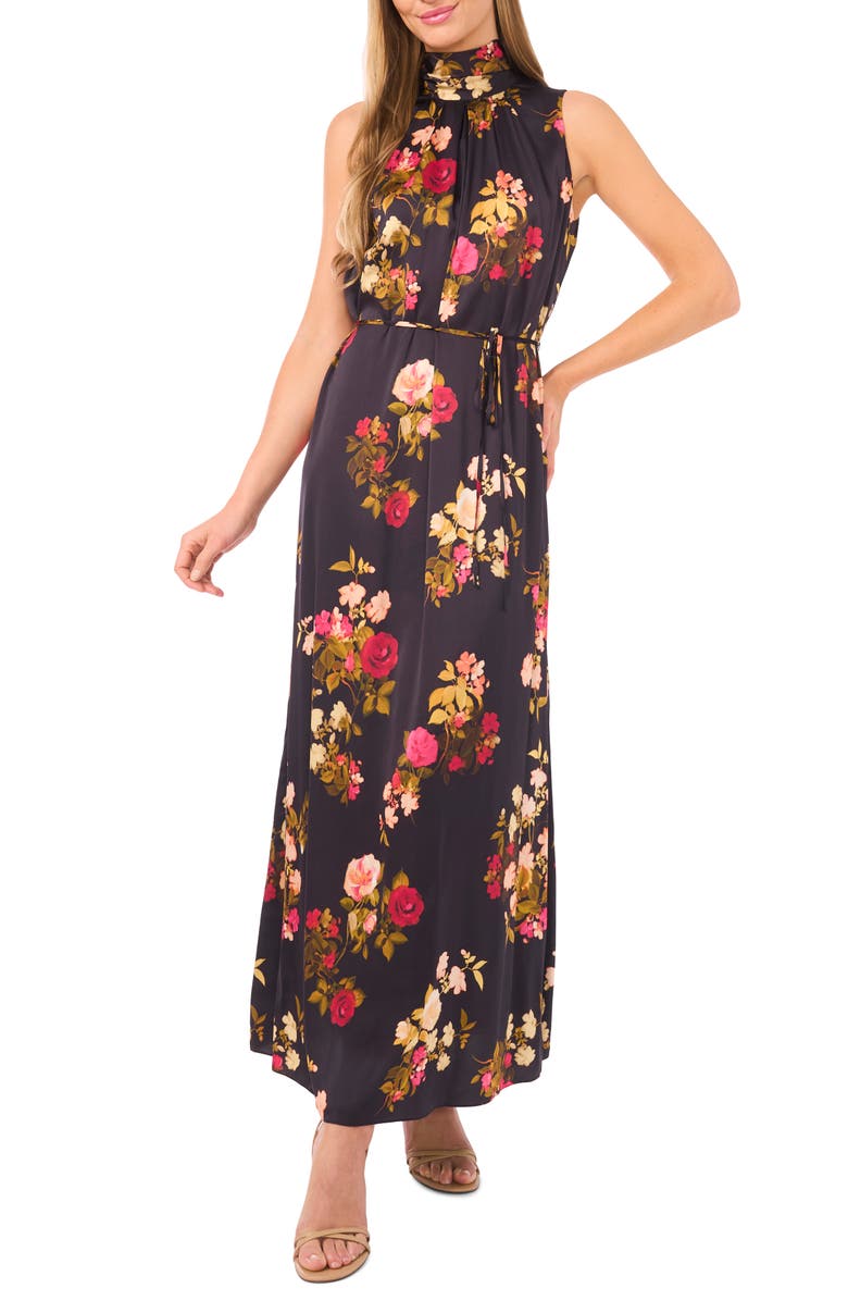 Ted Baker Amber Bow Sleeveless Maxi Dress, Main, color, Rich Black