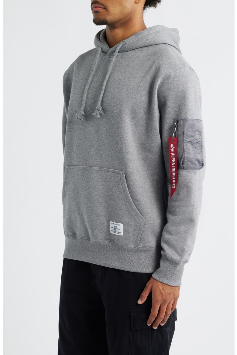 Utility Pocket Cotton Fleece Hoodie, Alternate, color, MEDIUM CHARCOAL HEATHER