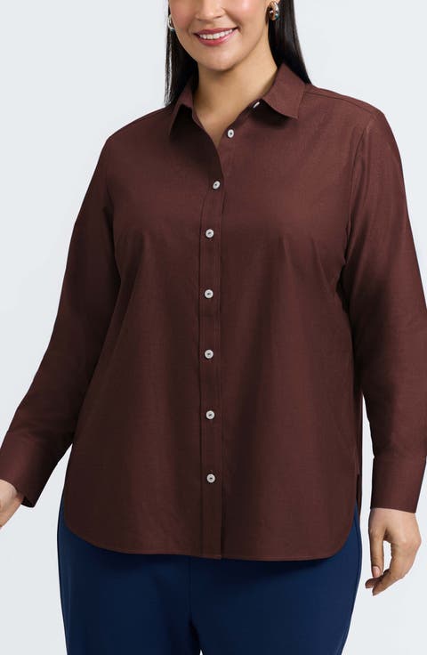 Meghan Non-Iron Cotton Button-Up Shirt (Plus)