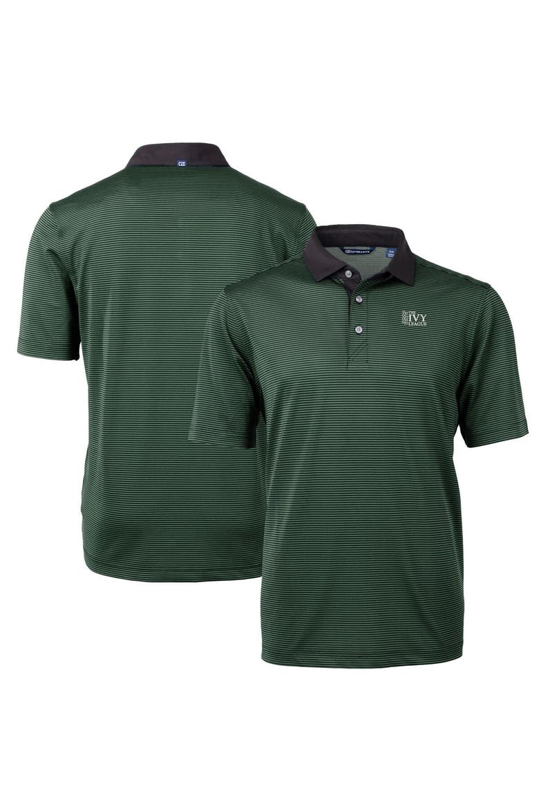 Men's Cutter & Buck  Hunter Green/Black Ivy League DryTec Tri-Blend Virtue Eco Pique Micro Stripe Recycled Polo, Alternate, color, Hunter Green