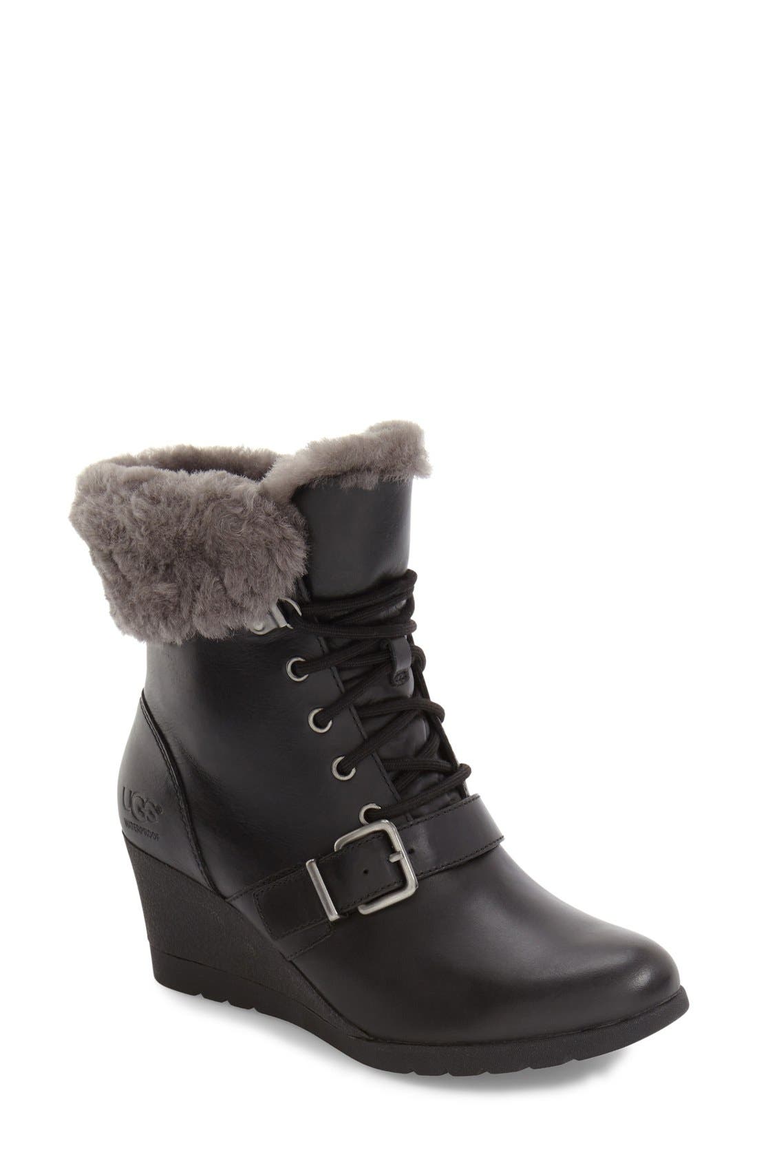 UGG<sup>®</sup> Janney Waterproof Thinsulate<sup>®</sup> Wedge Bootie, Main, color, 