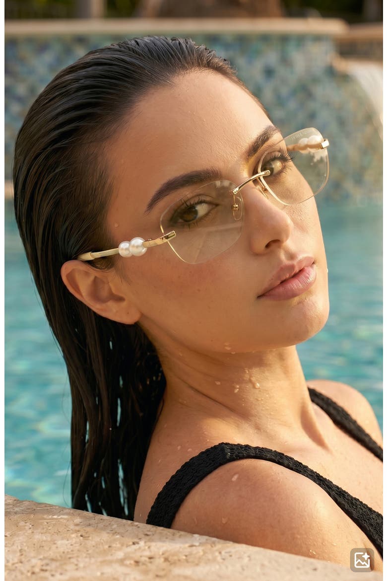 Perla 57mm Rectangular Sunglasses, Alternate, color, CHAMPAGNE/ CHAMPAGNE