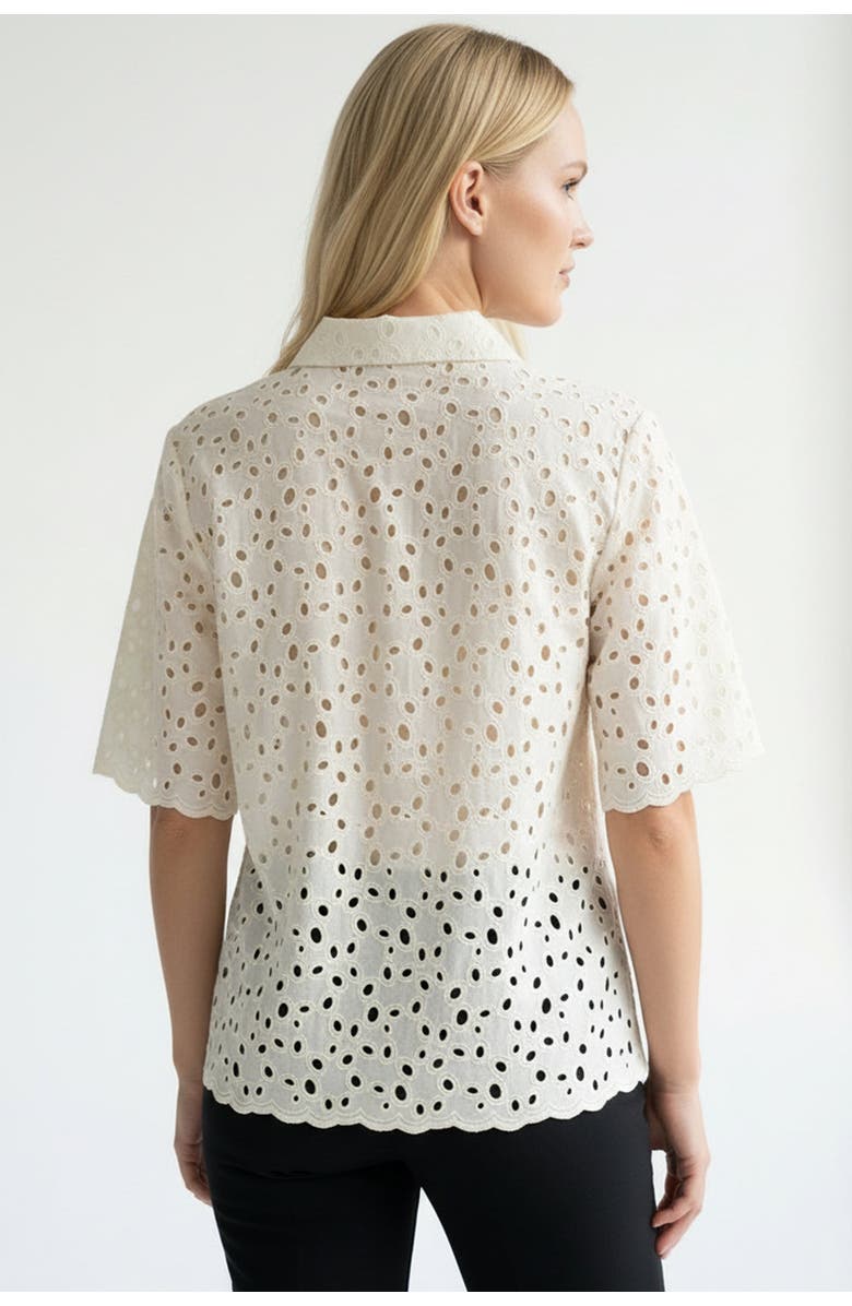 Exquise Broderie Anglaise Cotton Short Shirt, Alternate, color, Ecru