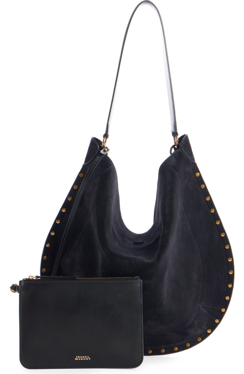 Isabel Marant Oskan Suede Hobo Bag, Alternate, color, Black Midnight