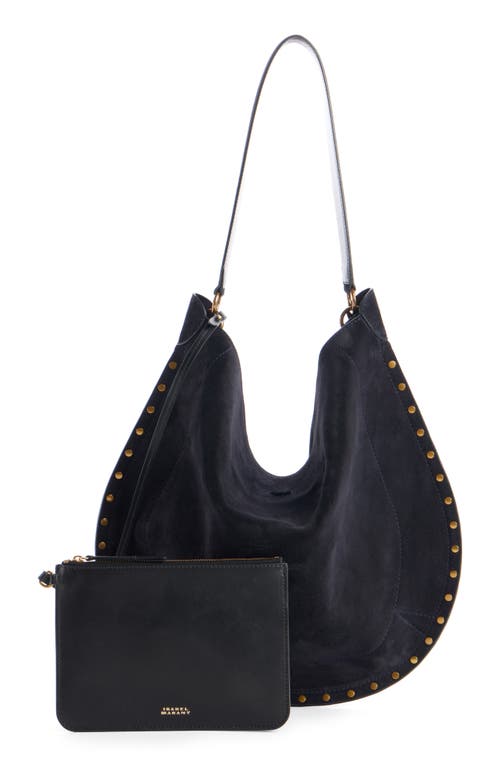 Isabel Marant Oskan Soft Medium Suede Shoulder Bag In Black