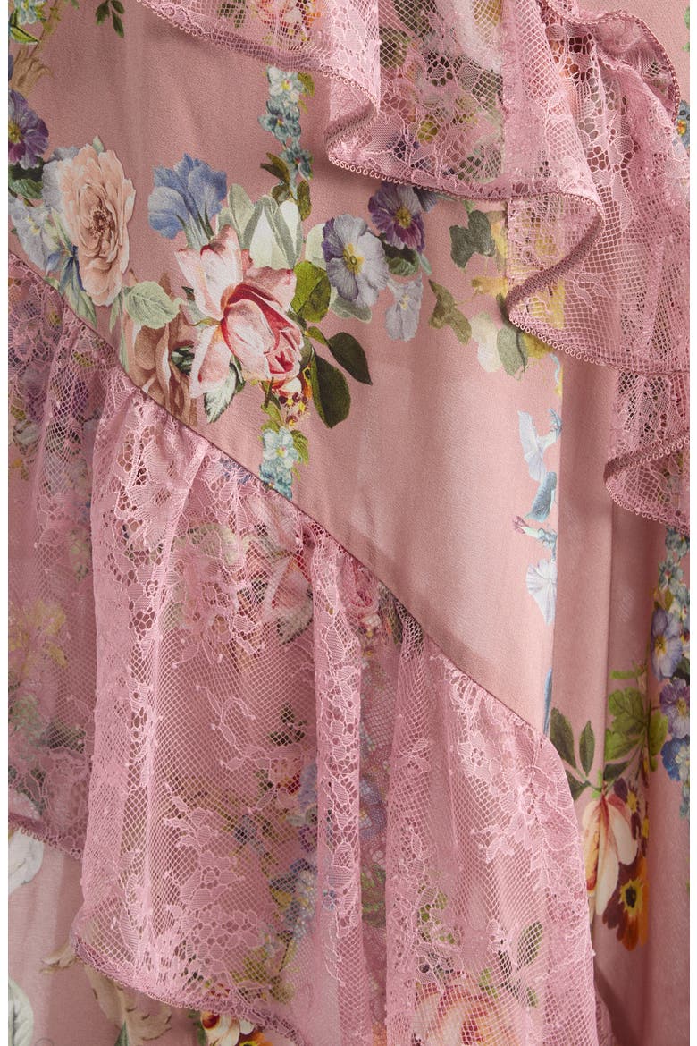 Floral Print Linen & Silk Corset Dress, Alternate, color, NIGHT GARDEN