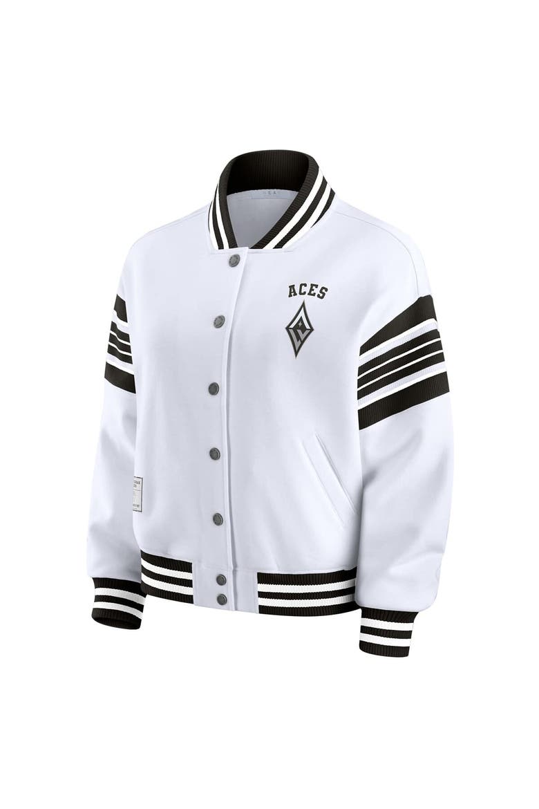 Women's WEAR by Erin Andrews White/Black WNBA Full-Snap Fleece Sweatshirt Jacket, Alternate, color, White