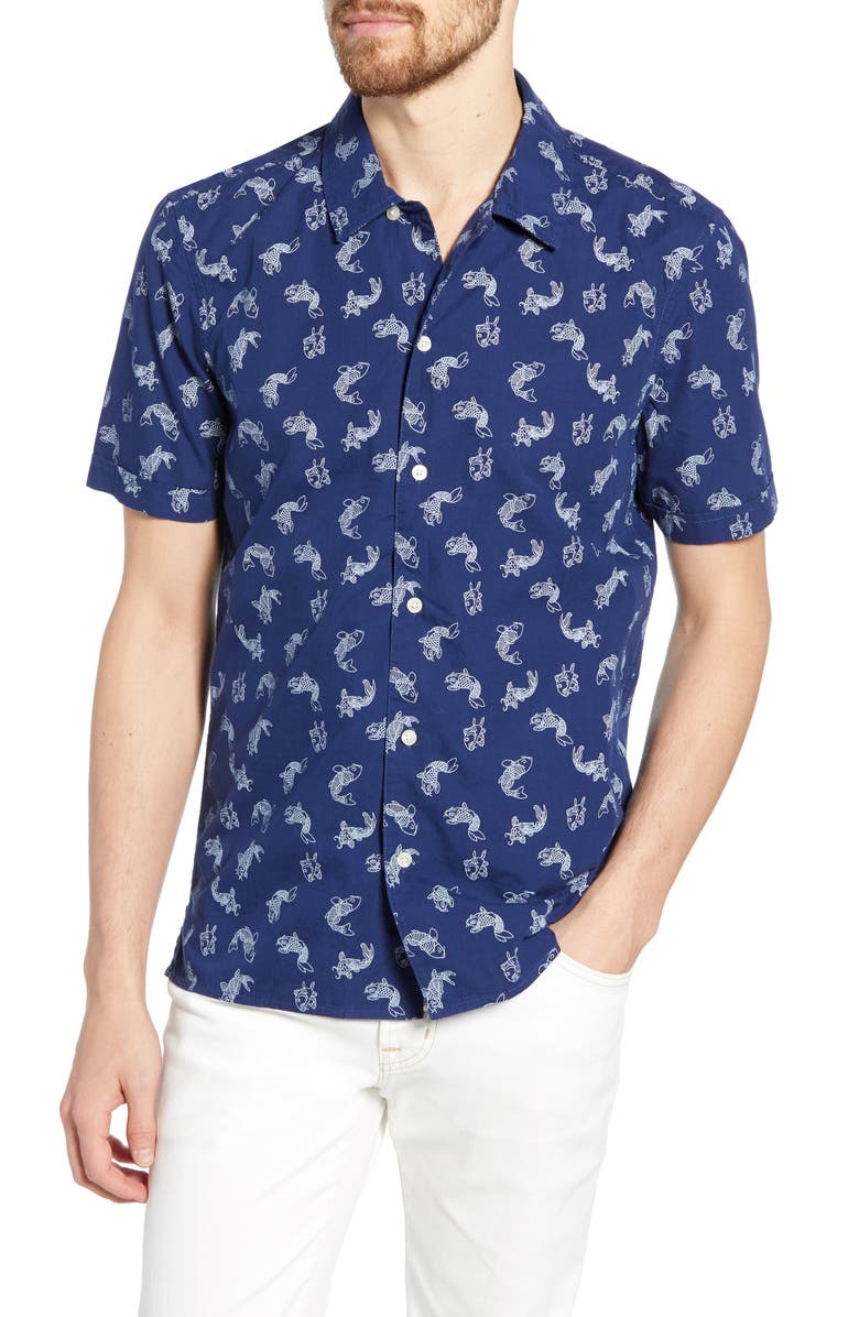 French Connection Koi Print Slim Fit Shirt, Main, color, 
