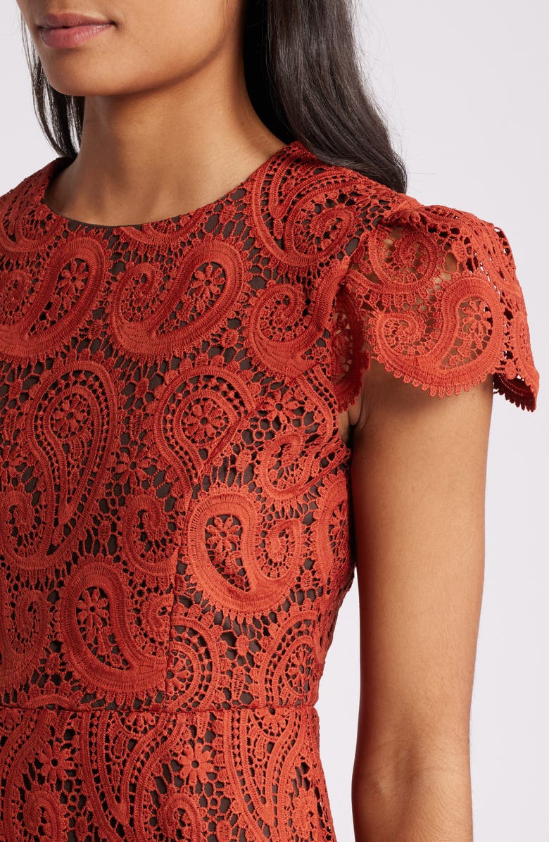 Tahari ASL Paisley Lace Cap Sleeve Dress, Alternate, color, 
