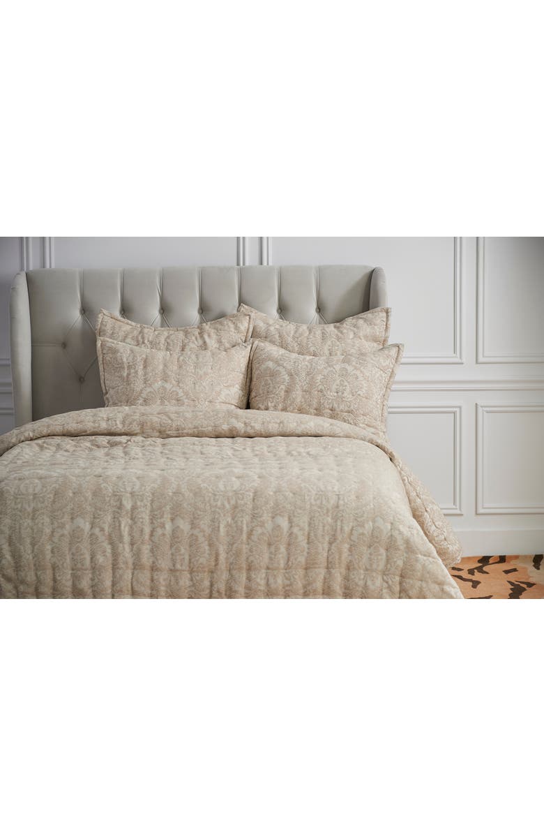 ELISABETH YORK 20" x 26" Navar Gray Damask Cotton Standard Sham - Machine Washable, Alternate, color, Brown