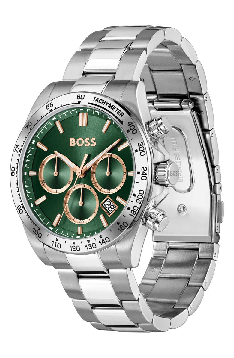BOSS Hero 2.0 Chronograph Bracelet Watch, 43mm, Alternate, color, Green