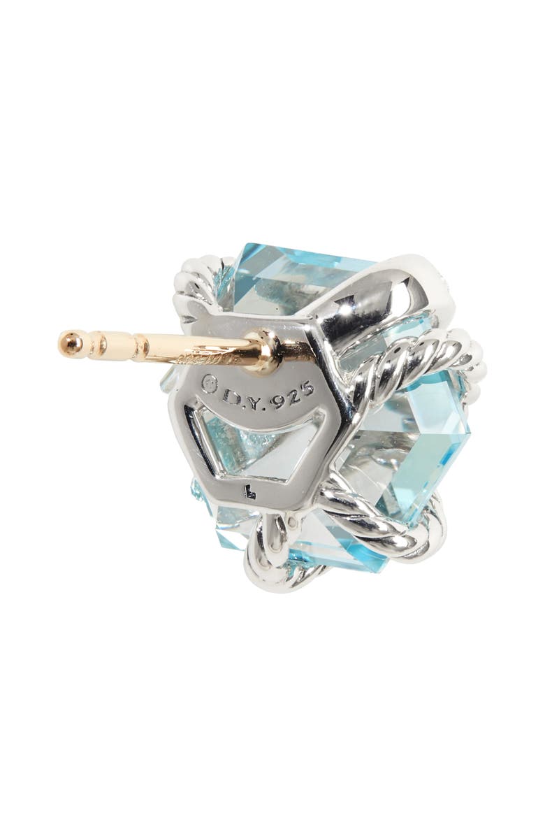 David Yurman Cable Wrap Earrings with Semiprecious Stones & Diamonds, Alternate, color, Blue Topaz