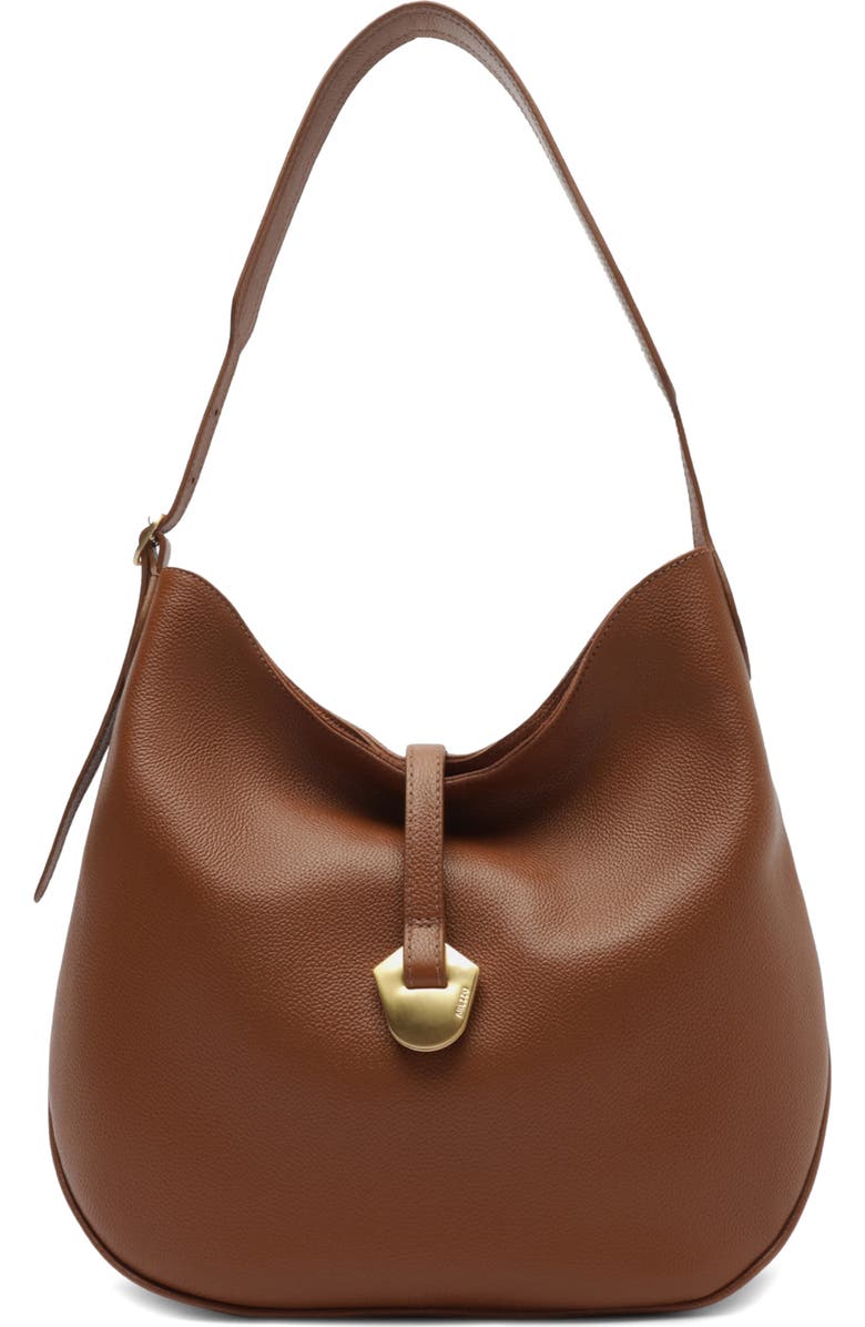 Arezzo Large Sabrina Leather Hobo Bag, Main, color, Soul Natural