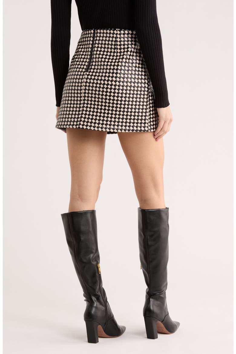 Elana Faux Leather Miniskirt, Alternate, color, BLACK/ BISCOTTI