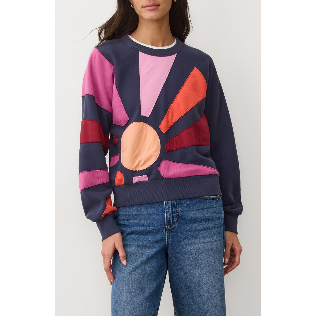 Marine Layer Cloud 9 Sunburst Mixed Media Sweatshirt In Blue