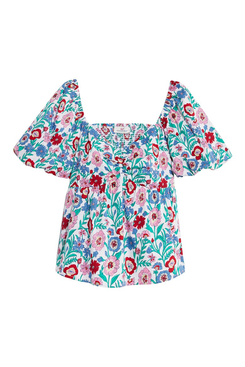 Floral Print Puff Sleeve Top, Main, color, TISBURY FLORAL-WHITE
