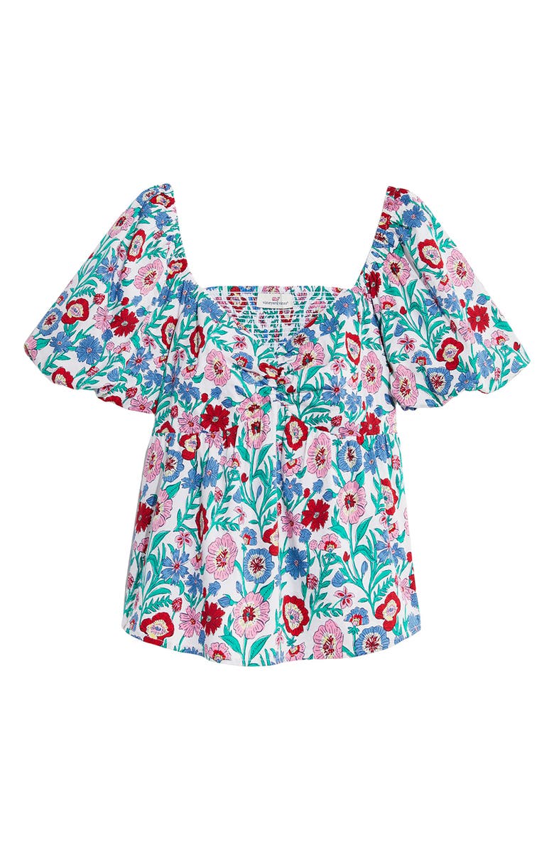 vineyard vines Floral Print Puff Sleeve Top, Main, color, 