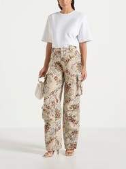Manière De Voir Emilie High Waisted Tapestry Cargo Pants