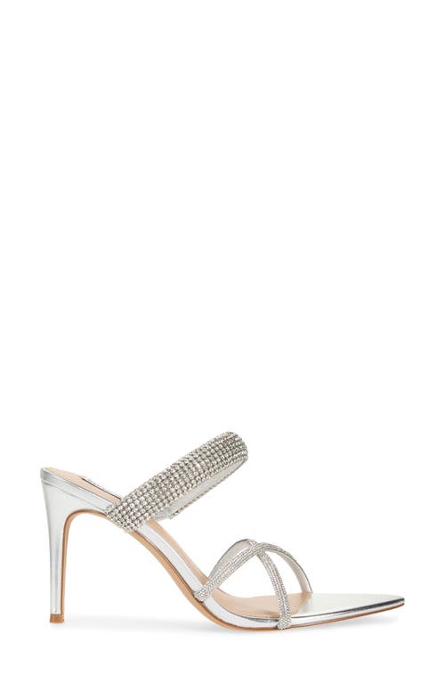 Steve Madden Camina Crystal Strap Slide Sandal In Silver