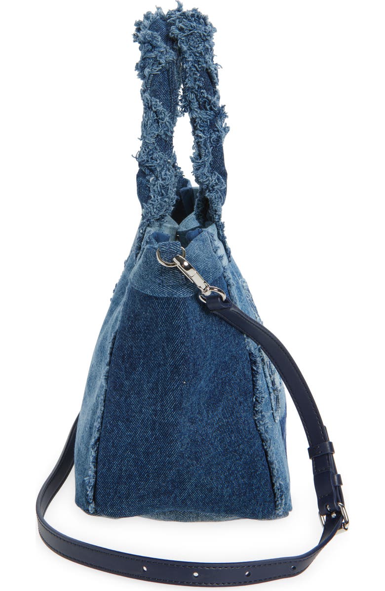Ganni Small Trapeze Denim Shopper Bag, Alternate, color, Dark Blue Vintage