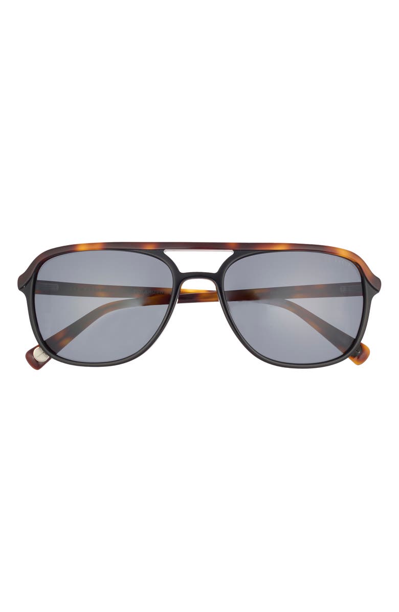 Ted Baker 58mm Polarized Navigator Sunglasses, Main, color, Black/ Brown