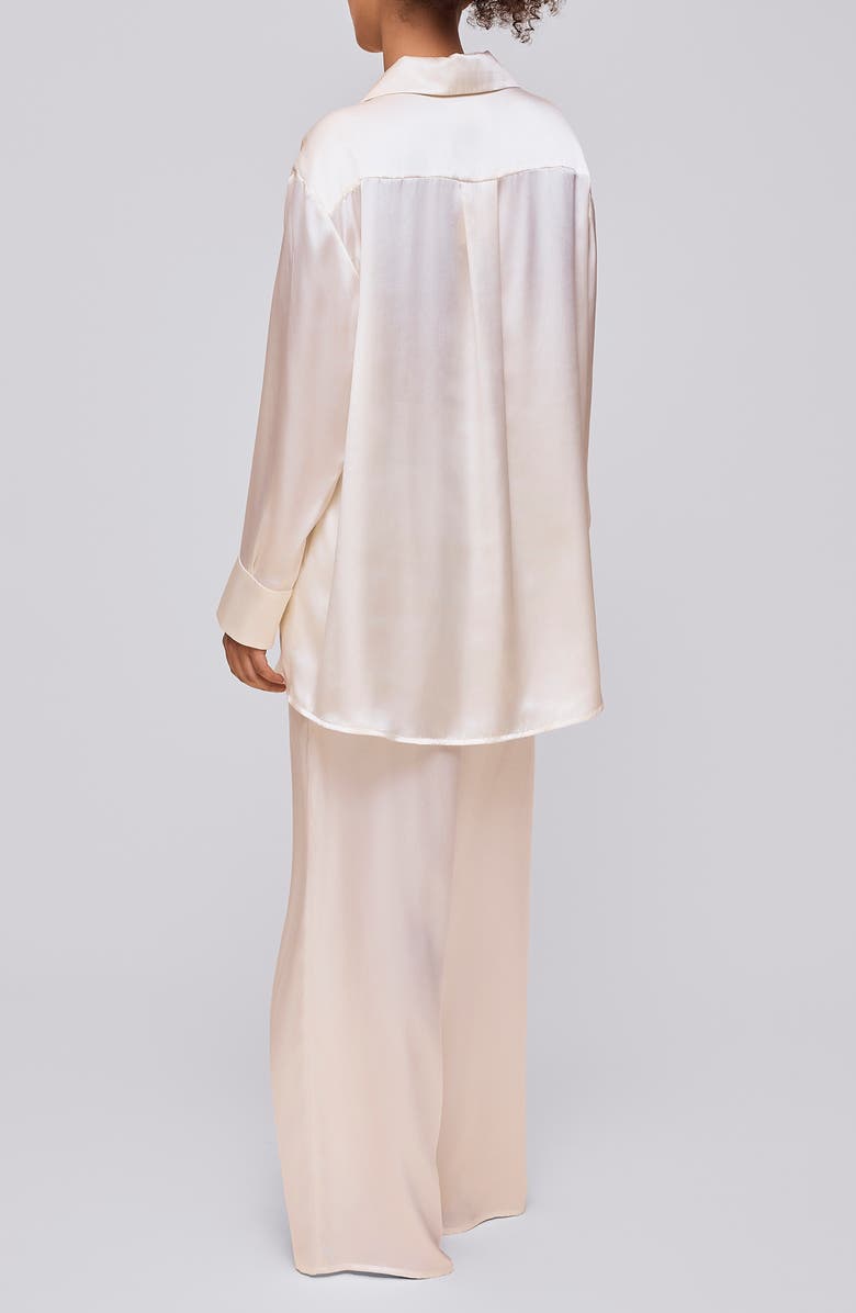 Papinelle Audrey Oversize Mulberry Silk Pajama Top, Alternate, color, White