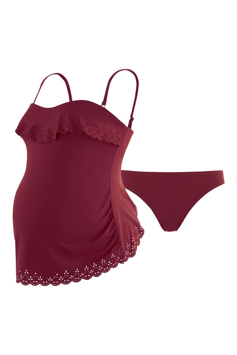 Bloom Tankini Maternity Swimsuit, Alternate, color, COPPER