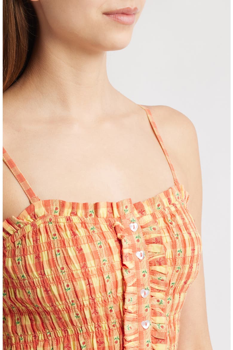Grace Smocked Organic Cotton Midi Sundress, Alternate, color, ORANGE
