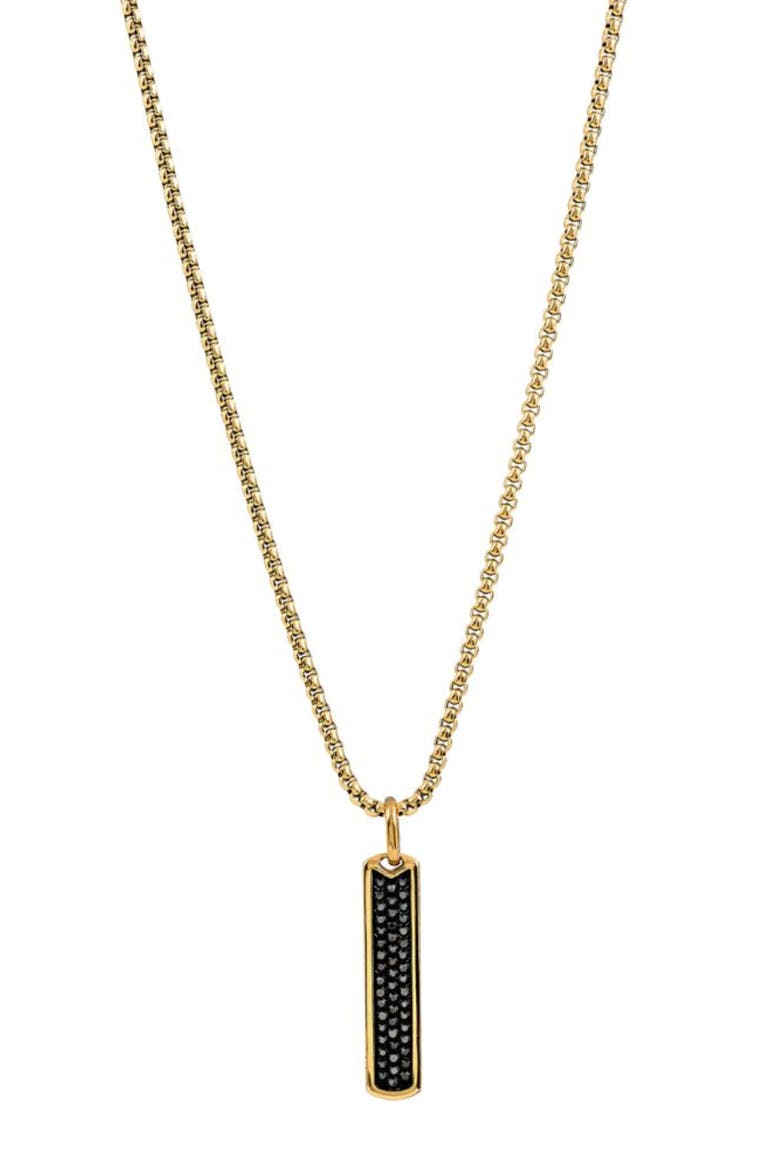 Men's Pavé Crystal Bar Necklace & Bracelet Set, Alternate, color, BLACK/ GOLD