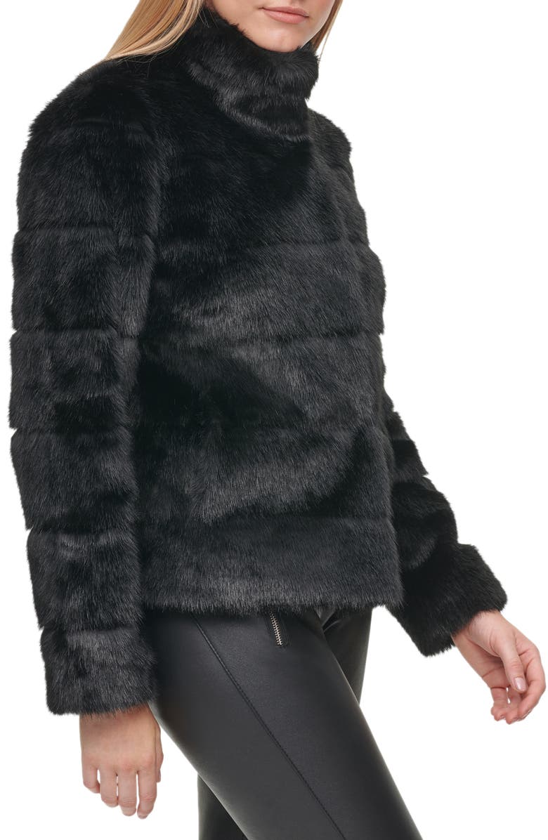 KARL LAGERFELD PARIS Grooved Faux Fur Jacket, Alternate, color, 