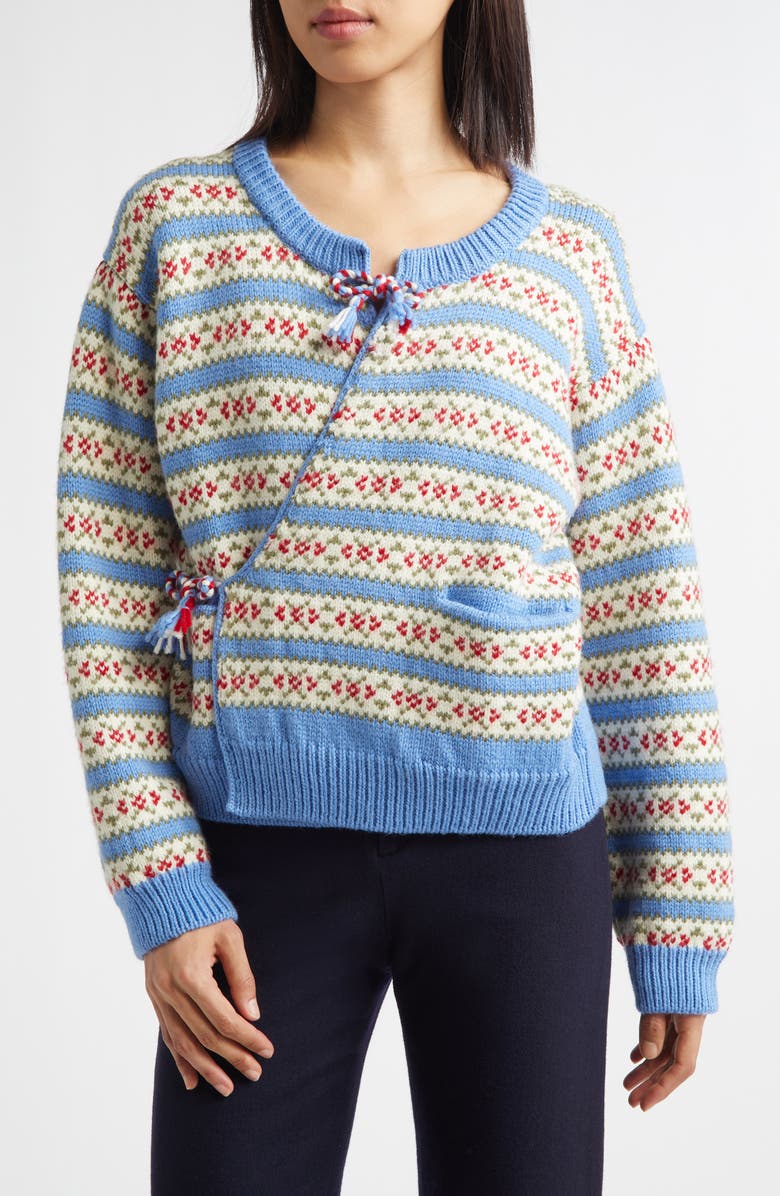 Bode Wedgewood Virgin Wool Cardigan, Main, color, Multi