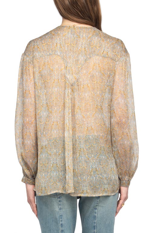 Zadig & Voltaire Womens Cloud Tamela Metallic-stripe Chiffon Blouse In Brown