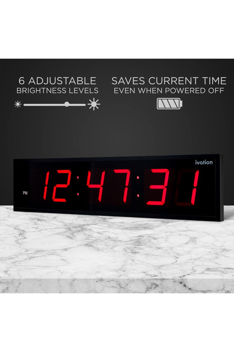 Large Digital Clock, 72 Led Wall Clock with Stopwatch, Alarms, Timer, Temp & Remote, Alternate, color, Red