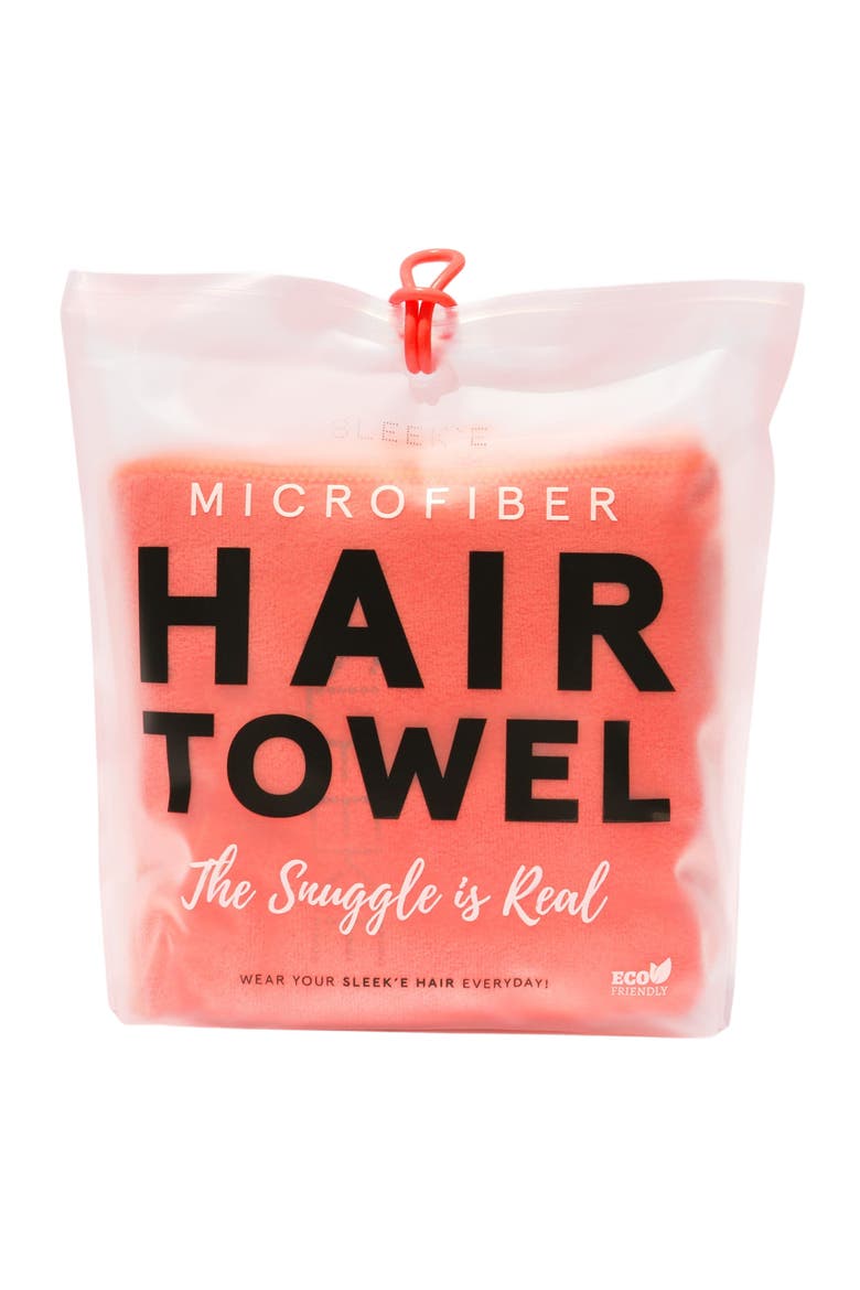Microfiber Hair Towel, Main, color, Coral