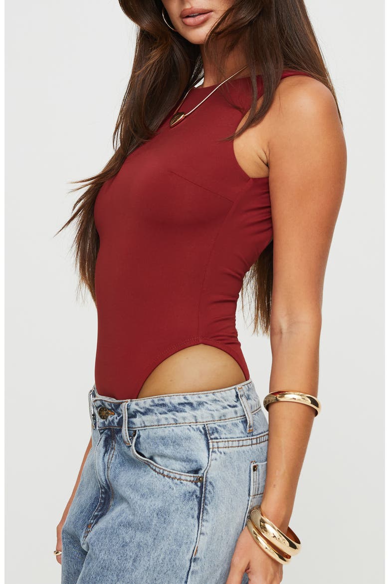 Beresford Scoop Back Bodysuit, Alternate, color, DARK RED