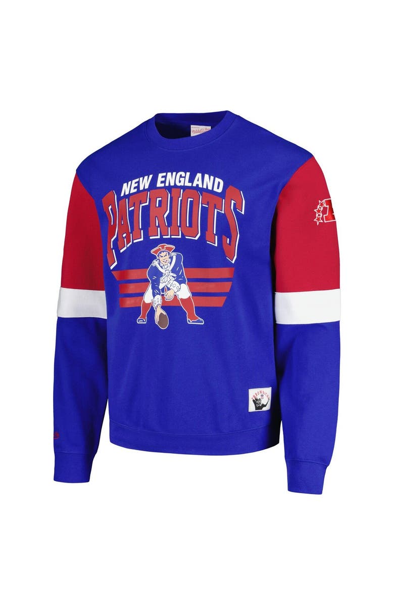 Mitchell & Ness Men's Mitchell & Ness Royal New England Patriots Gridiron Classics Allover 3.0 Pullover Sweatshirt, Alternate, color,