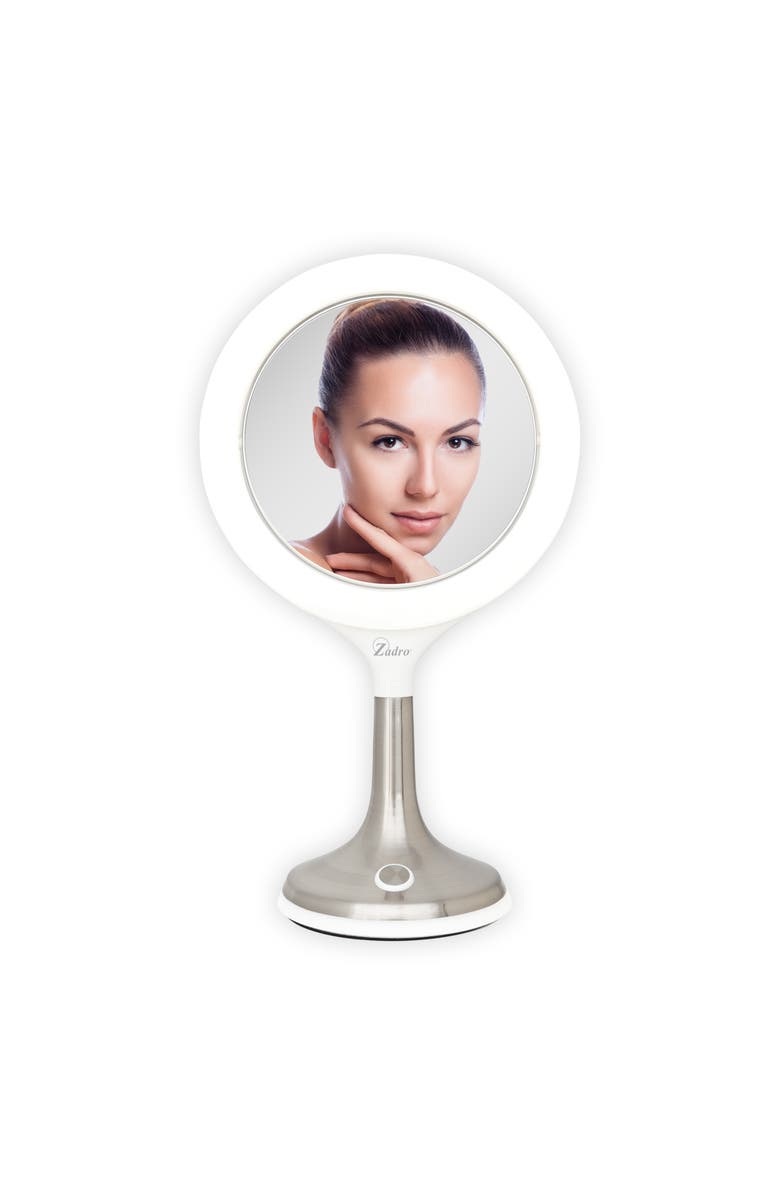 Zadro Solana Lighted Makeup Mirror with 8X/1X Magnification & Touch Pad, Alternate, color, Satin Nickel