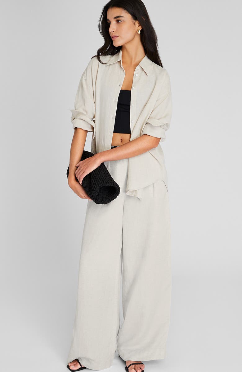 Club Monaco Front Button Linen Shirt, Alternate, color, 