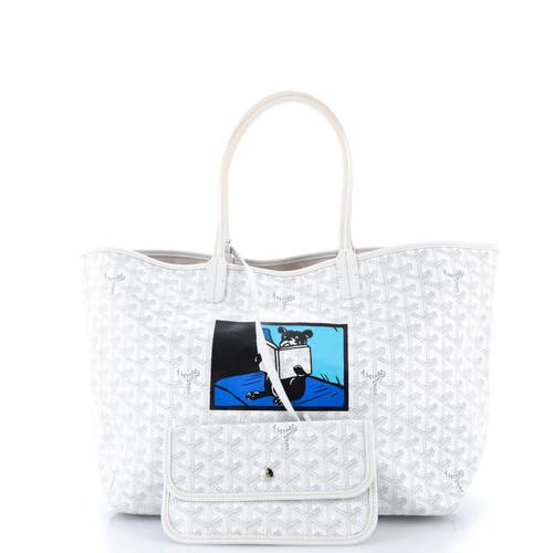 Pre-owned Goyard  Goyard Saint Louis Tote Printed Coated Canvas Pm In White