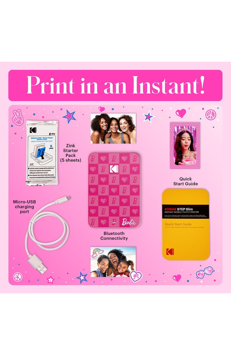 Kodak Step Slim Wireless Instant Portable Photo Printer, 2x3 Full Color Portable Printer, Alternate, color, Pink