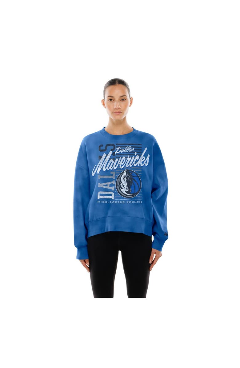 New Era Women's New Era Blue Dallas Mavericks Boxy Throwback Mineral Wash Sweatshirt, Alternate, color, Blue