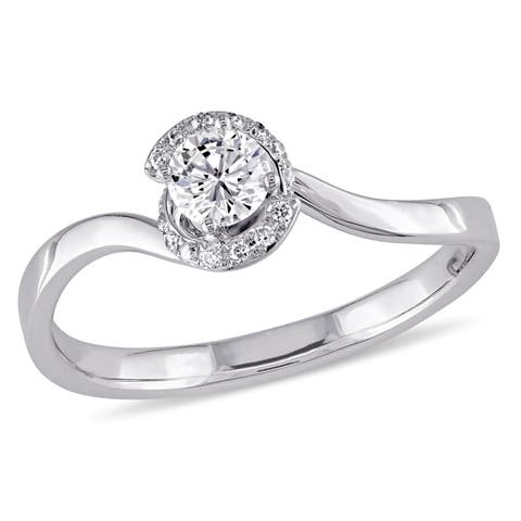 Diamond Halo Bypass Ring 14k White Gold