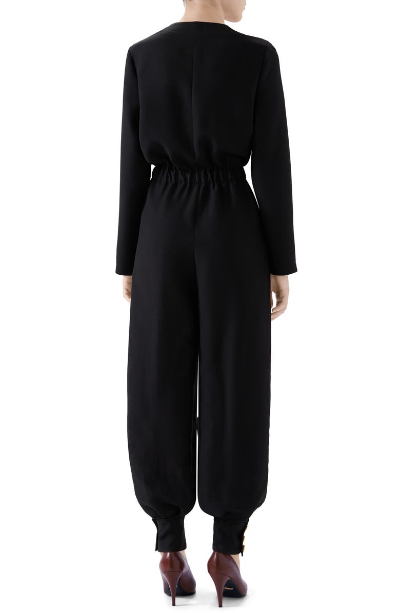 Gucci Interlocking-G Button Cady Crepe Jumpsuit, Alternate, color, 