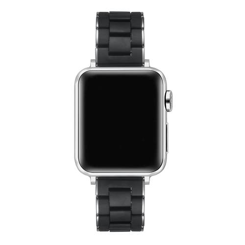 Posh Tech Orla Silicone And Steel Band For Apple Watch In Black